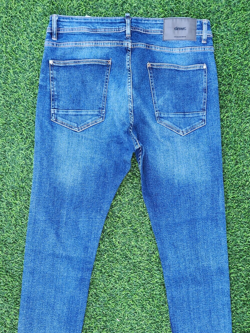 Zara light blue denim jeans with tan stitching 36X32